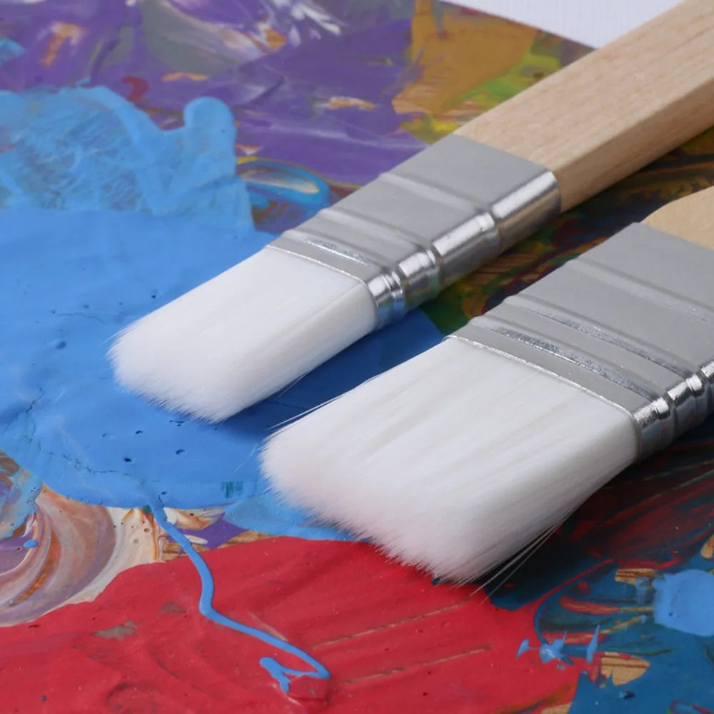 Art Paint 3/6pcs Painting Brush Set Different Shape Professional Watercolor Gouache Oil Brush Set Flat Tip Head Wooden Handle