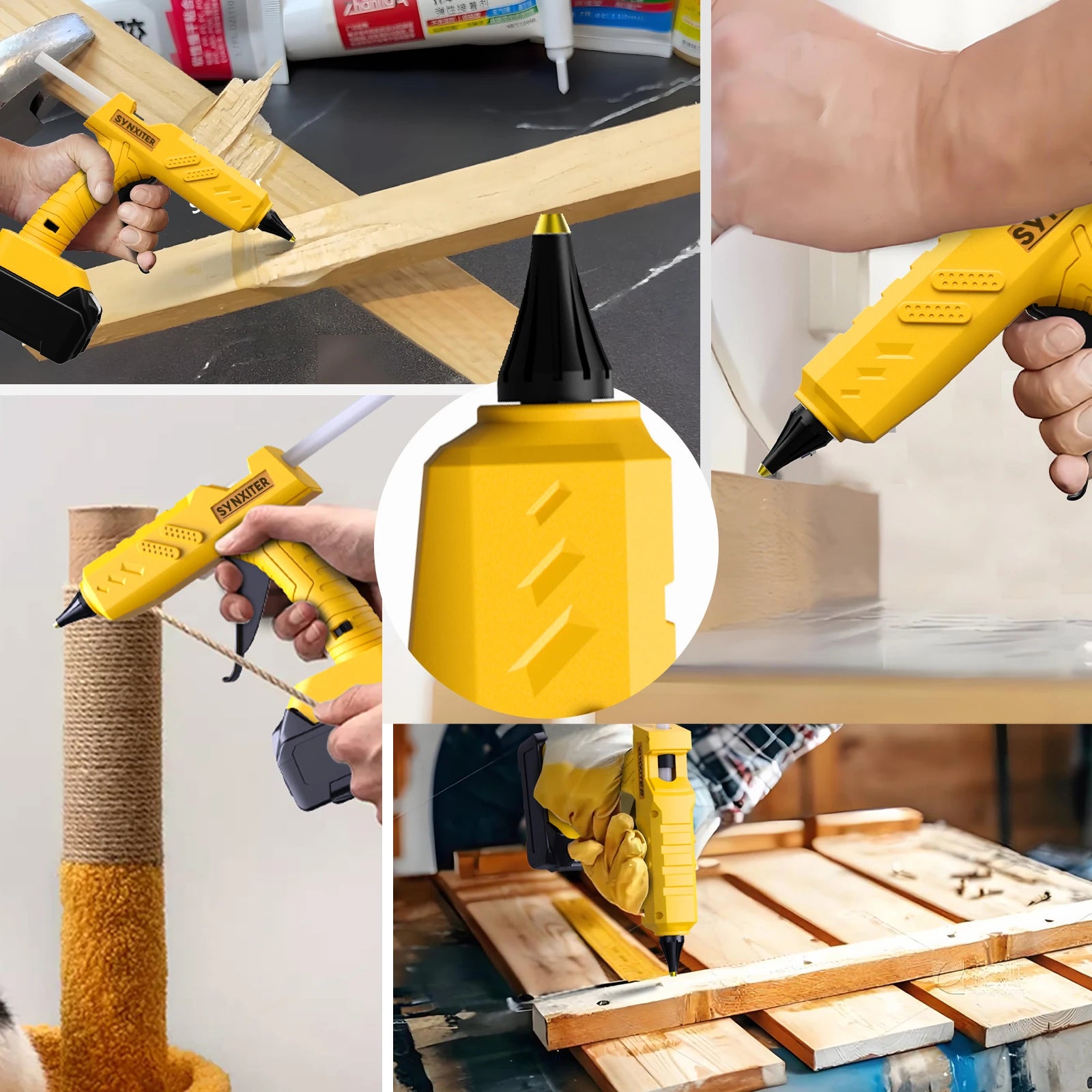 Cordless Electric Hot Glue Gun For DEWALT 18V Battery Hot Melt Welding With 10Pcs 11mm For Christmas Decoration Toy Car Crafting