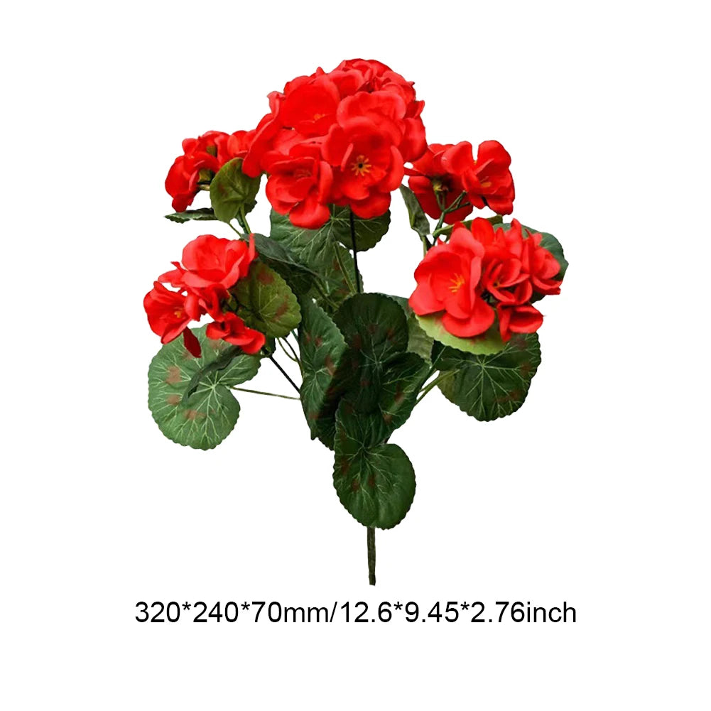 2/4Pcs 12.6inch Artificial Plant Silk Begonia Flower Geraniums UV Resistant Nonwoven Faux Flowers for Garden bonsai Floral Decor