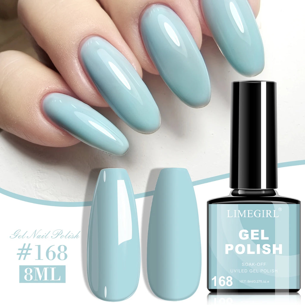 LIMEGIRL 8ml Gel Nail Polish Set UV Semi-Permanent Gel Varnish Soak Base Coat Polishing Tool with LED Lamp and Nail Drill  Kit