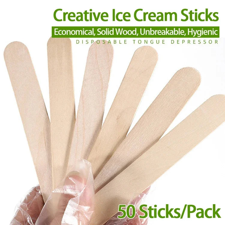 50/100pcs wooden popsicle sticks Hand Crafts Wood Ice Cream Popsicle Sticks DIY Wooden Sticks
