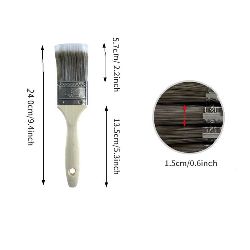 5Pcs Paint Brush Set White Coffee-colored Paint Long-handled Bevel Art-specific Nylon Brushes for Barbecues and Marine Use