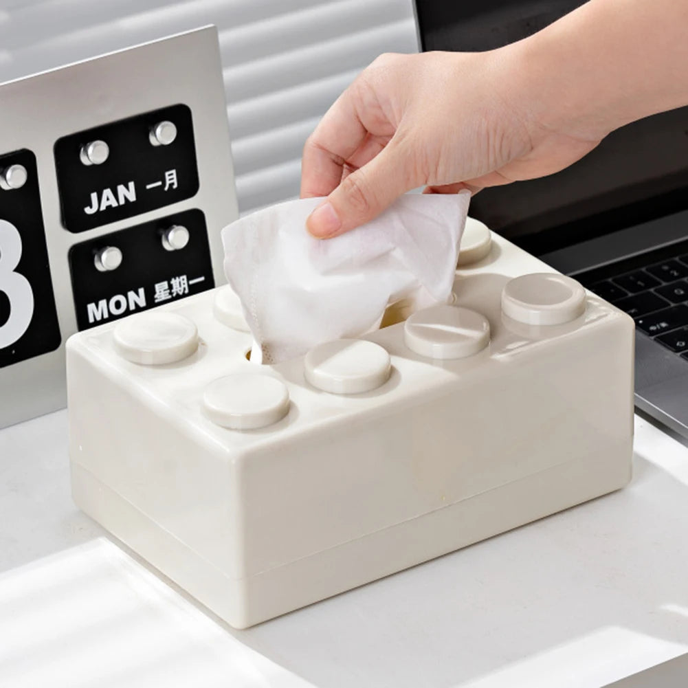 Creative Building Block Paper Towel Holder Cute Napkin Holder Tissue Storage Box for Livingroom Bedroom Bathroom Home Office