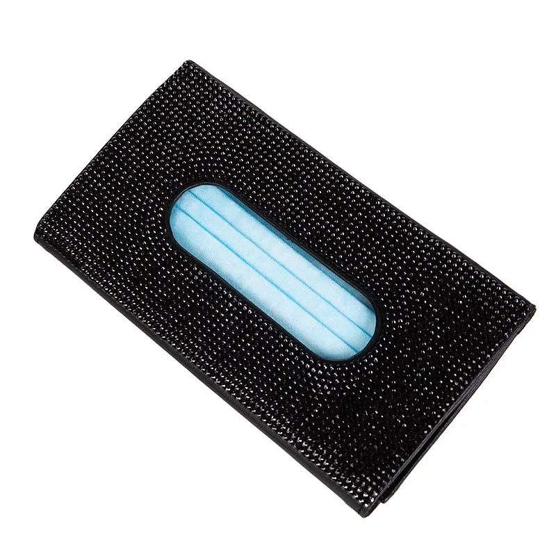 Bling Crystal Car Tissue Box Sun Visor Diamond Leather Auto Tissue Paper Holder Case Sunvisor Hanging Napkin  car decoration