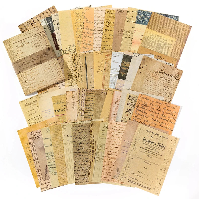 100Pcs/Pack Vintage Scrapbooking Decorative Paper Material Perfect for Collage Journaling Craft Diy Supplies