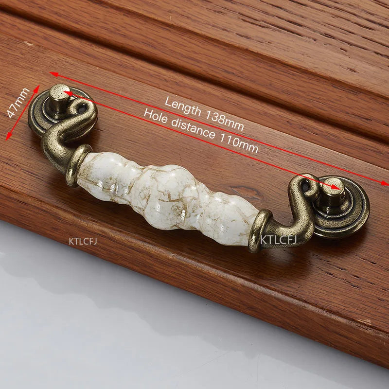 European Bronze Ceramic Cabinet Handles Zinc Alloy Drawer Knobs Wardrobe Door Handles Furniture Handle