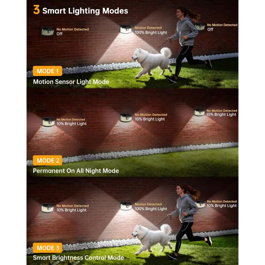 New Solar Motion Sensor Lights 120 LEDs with Lights Reflector,270 Wide Angle, IP65 Waterproof, Step Lights for Front Door, Yard