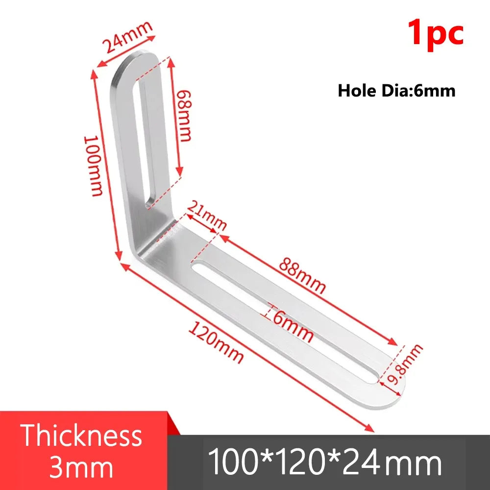 1/2Pcs Stainless Steel Angle Bracket Furniture Fastener 90 Degree Right Angle Corner Brace Joint Silver L Shape