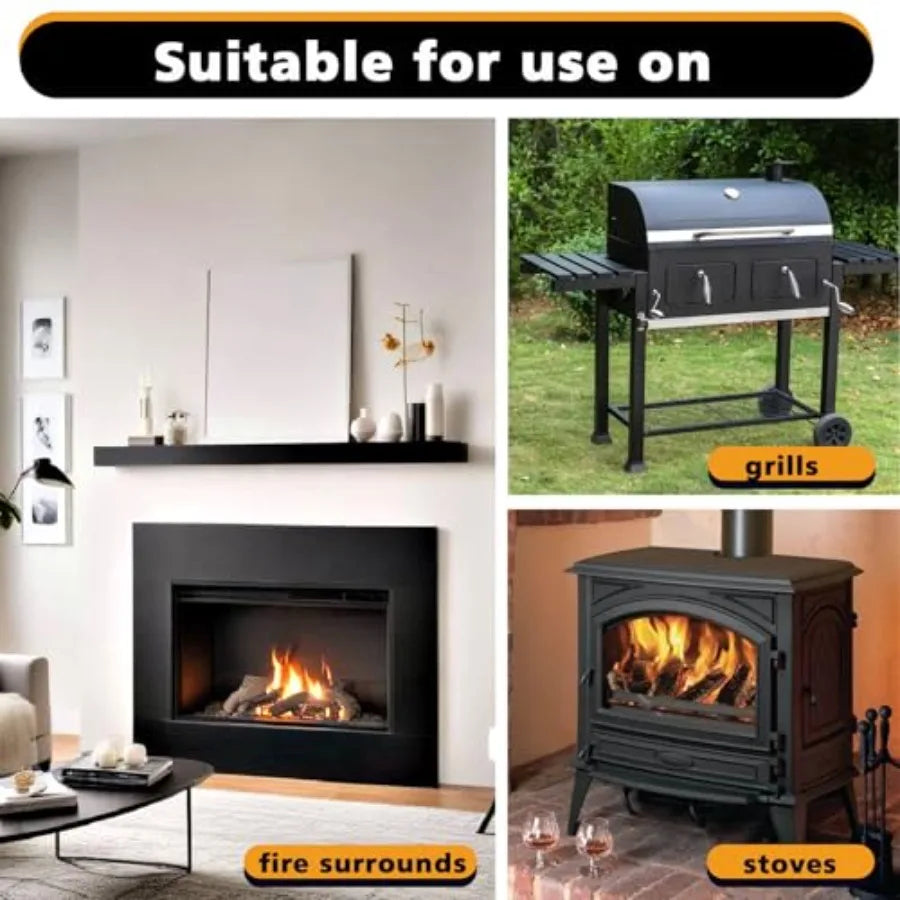High Heat Spray Paint for Metal Matte Finish BBQ Stove Aerosol Paint - High Temperature Resistant Up to 1200F 1 Can Black