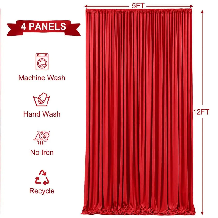 Panels Red Backdrop Curtains for Wedding Party Wrinkle Free Backdrops Curtain Drapes Fabric Decorations Photo Back Drop Cloth fo