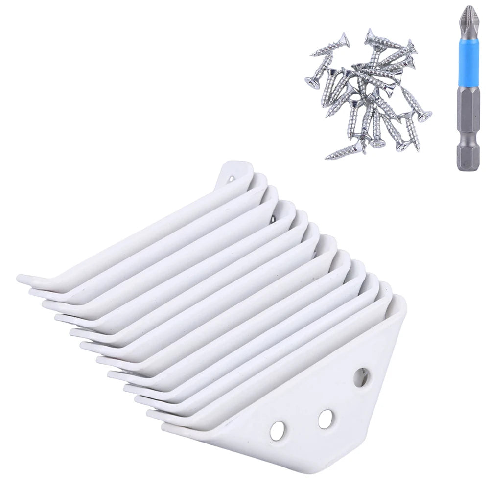 12 PCS Universal Furniture Corner Connectors Stainless Steel Corner Brace for Wood Furniture Drawer Cabinet Table Chair
