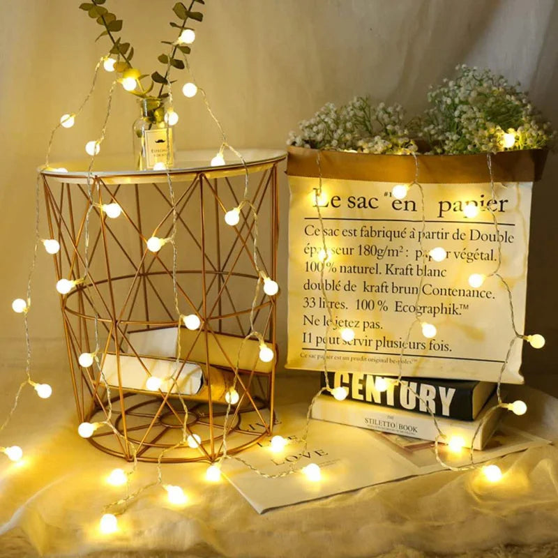 Battery Powered Led Ball String Lights Indoor Globe Fairy Light for Wedding Decorative Light String Tent Christmas Decoration