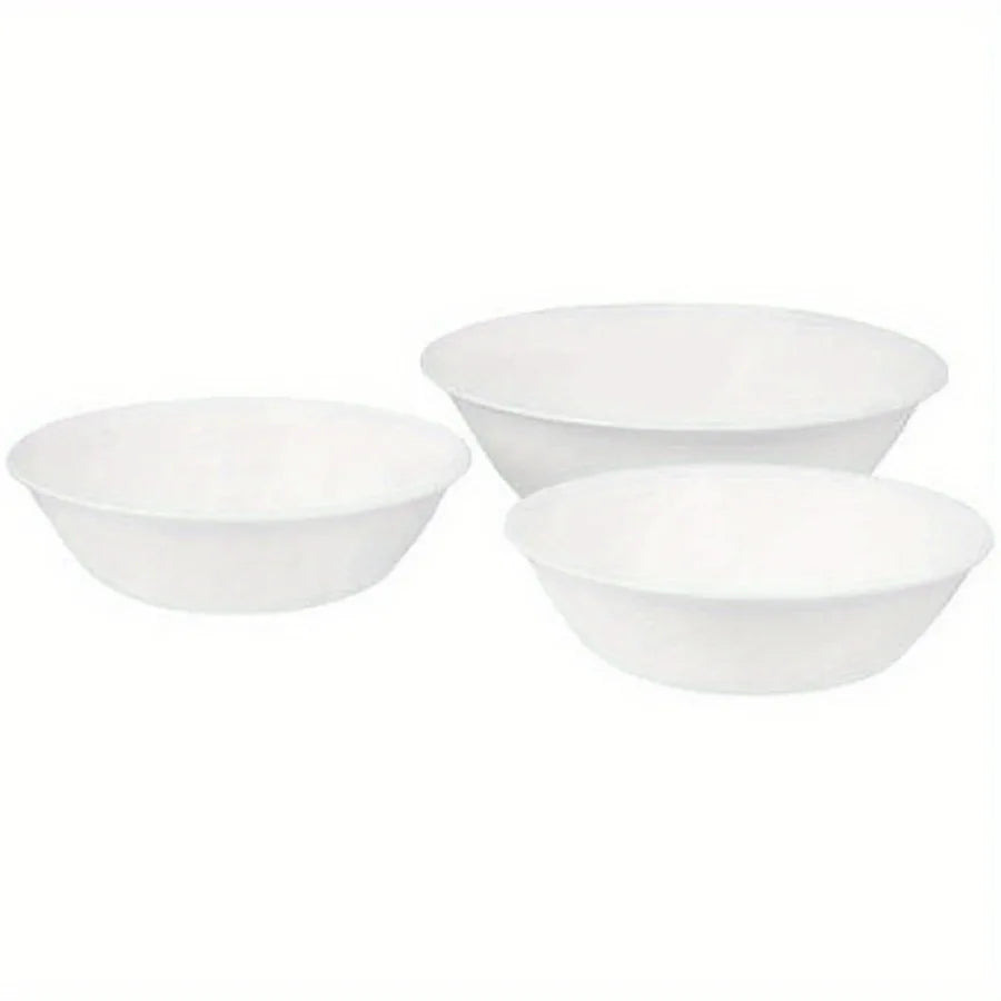 White 64 oz Glass Serving Bowls (Set of 3) ,Everyday dining and special occasions