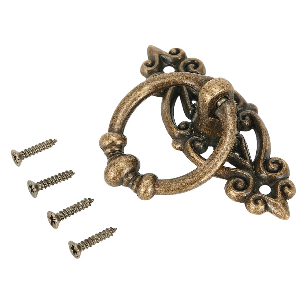 Cabinet Retro Handle Door Antique Alloy Handle Drawer Pull Ring Wood Case Handle Hanging Ring For Home Furniture DIY Decoraction