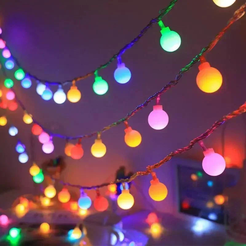 Ball LED String Lights Outdoor Ball Chain Lights Garland Lights Bulb Fairy Lights Party Home Wedding Garden Christmas Decoration