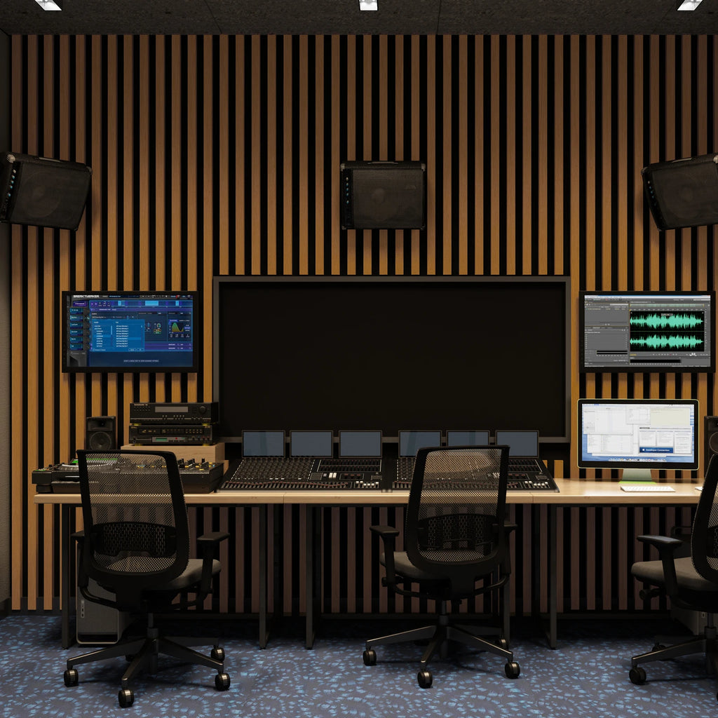Art3d  4-Panels, Textured Wood-Look 3D Wall & Ceiling Tiles Noise Insulating MDF Grille Design,Acoustic Panels, 24" x 12"