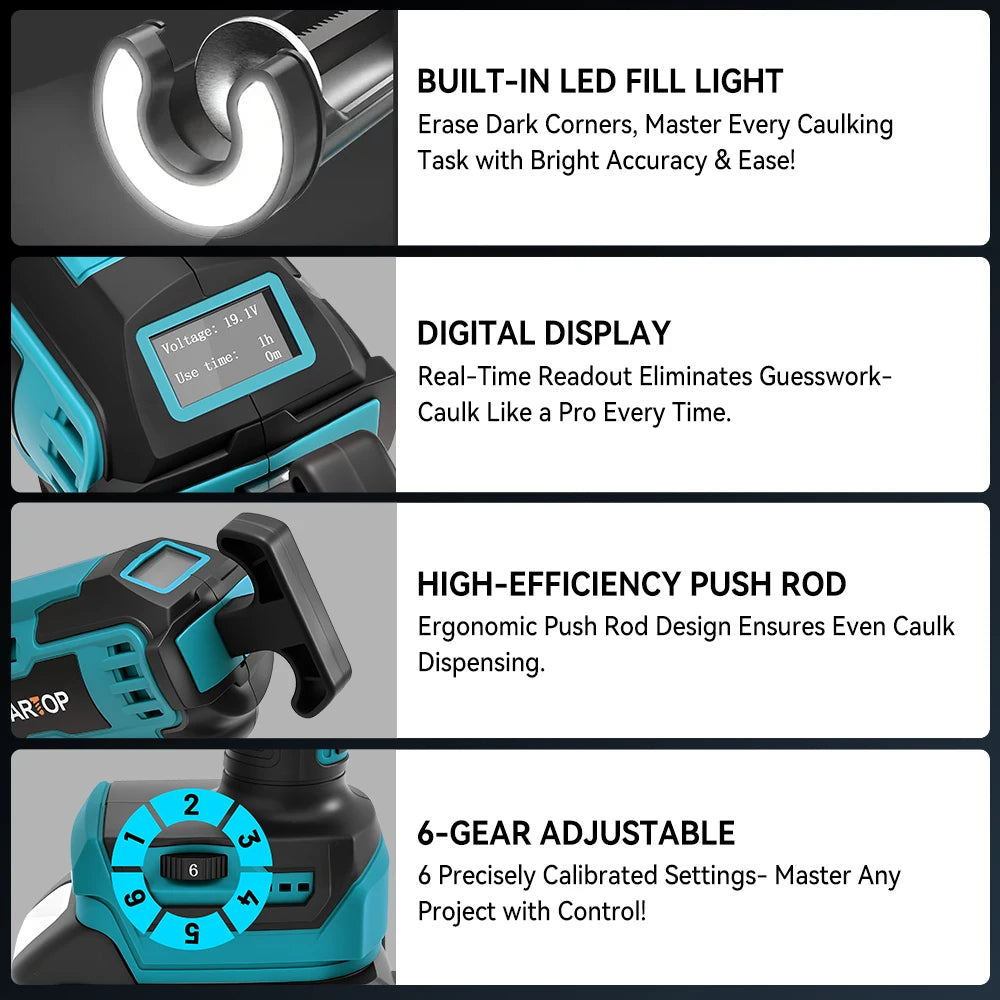 6 Speeds Cordless Electric Glue Gun Silicone Glass Glue Caulking Squeezer Gun Electric Sewing Glue Tool for Makita 18V Battery