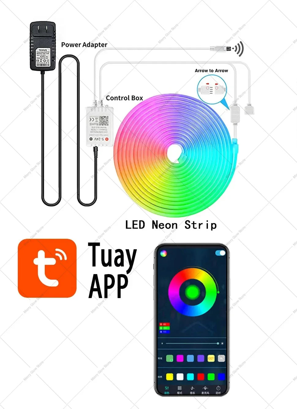 15M RGB LED Neon Lights, Smart App Remote Control, Waterproof Music Sync Color Changing Rope for Bedroom Living Game