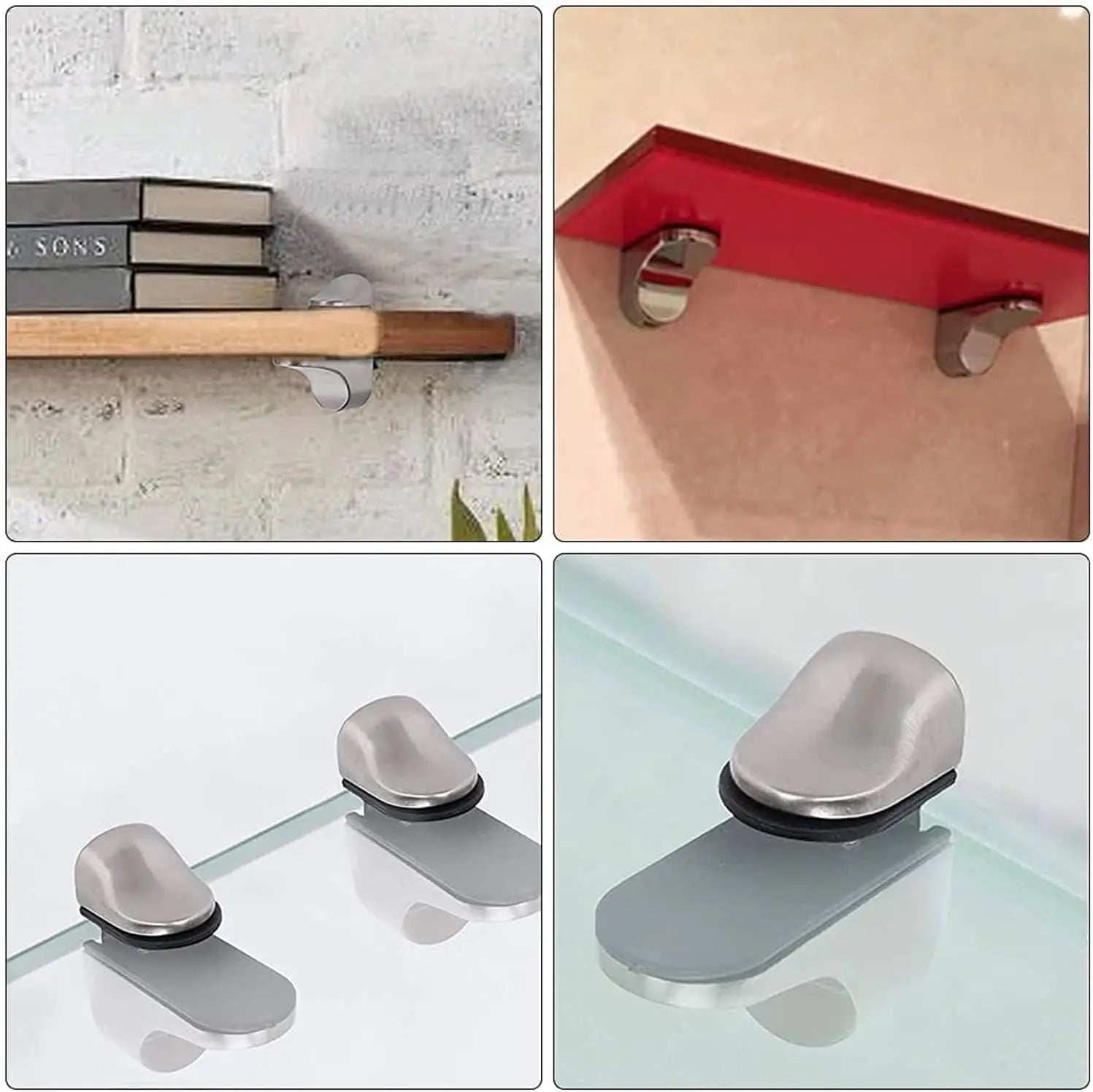 Zinc Alloy Glass Shelf Bracket Wall Mounted Bathroom Support Shelf Brackets Holder Adjustable Wooden Bookshelf Glass Clamps