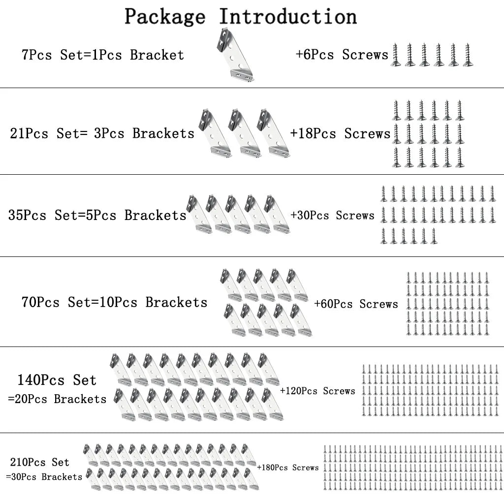 Stainless Steel Corner Brackets with Screws 90° Right Angle for Wood Furniture Shelves Cabinets Corner Connector 1-30PCS