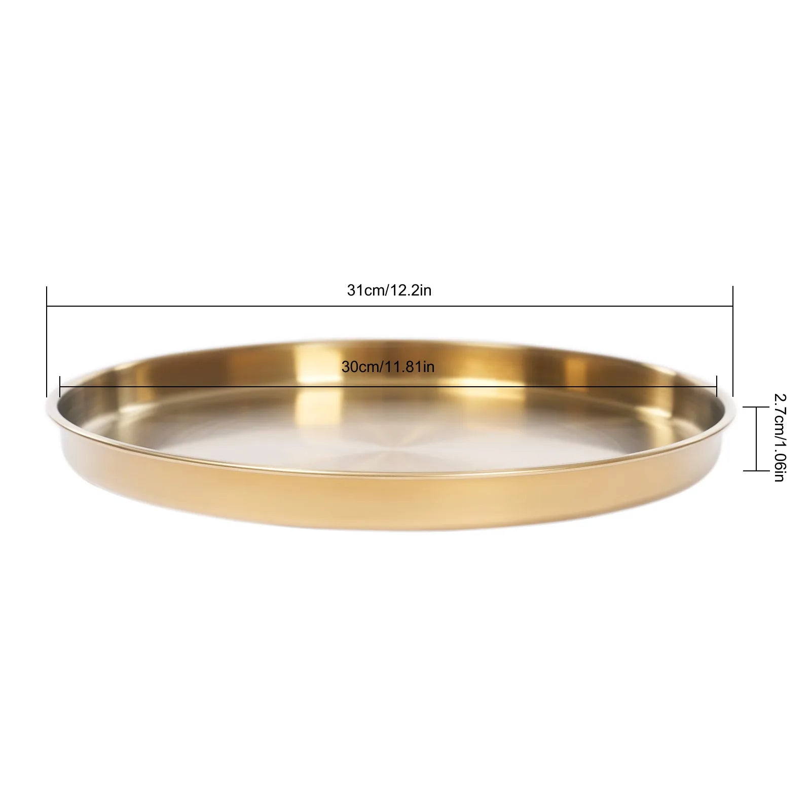 6Pcs Round Serving Trays, Stainless Steel Table Tray, Versatile Gold Decorative Tray Jewelry Display Tray Tea Service Tray