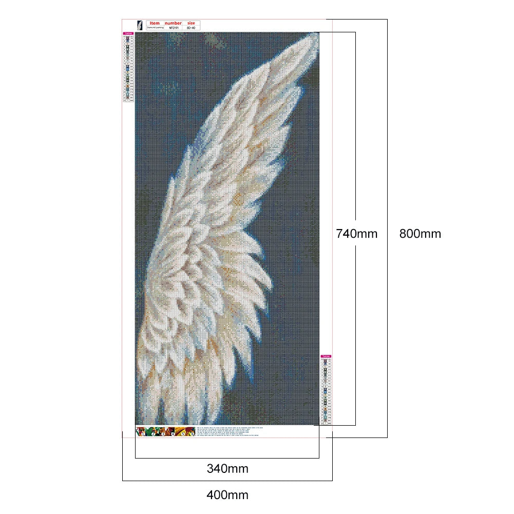 DIY Full Square Drill Rhinestone Diamond Painting White Angel Wings Handwork Art