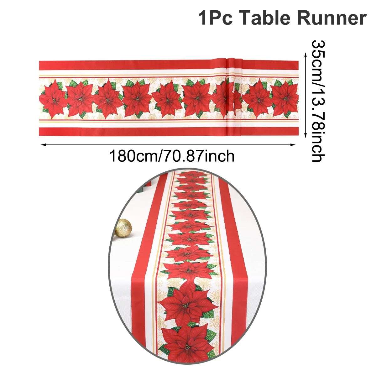 Christmas Poinsettia Table Runner Merry Christmas Decoration for Home 2025 Xmas Navidad Notal Noel Tablecloth New Year 2026 Gift