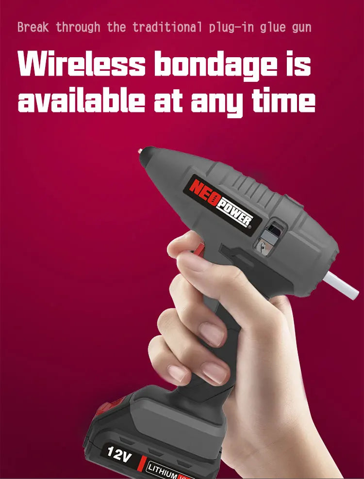 12V cordless hot glue gun kit and hot glue sticks