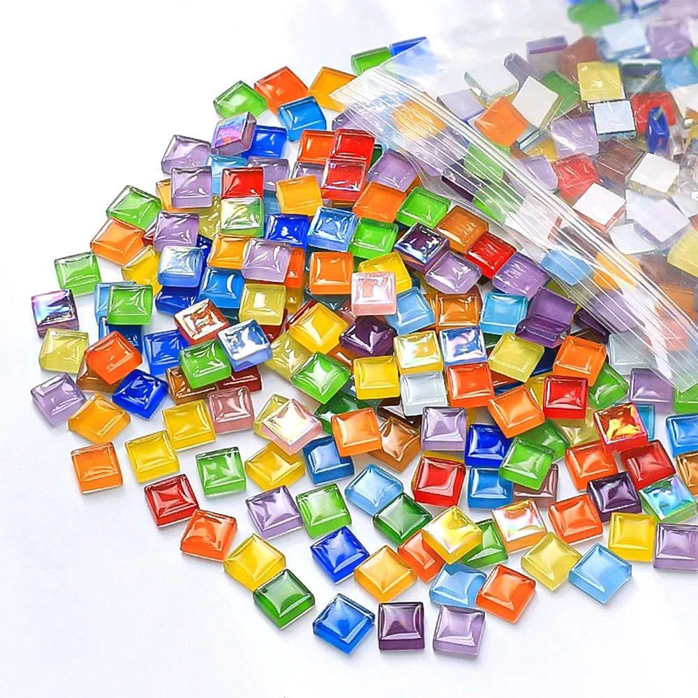 DIY Ceramic Mosaic Glass 50pcs Tiles Colored Crystal Mirror Grain For Wall Decorative Hand Painting Materials Art Crafts Project