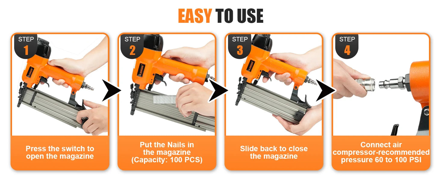 F50/9040 Pneumatic Brad Nailer, 2 in 1 Nail Gun Staple Gun Fires 18 Gauge 2" Brad Nails and 1/4" Crown 1-5/8" Staples with Carry