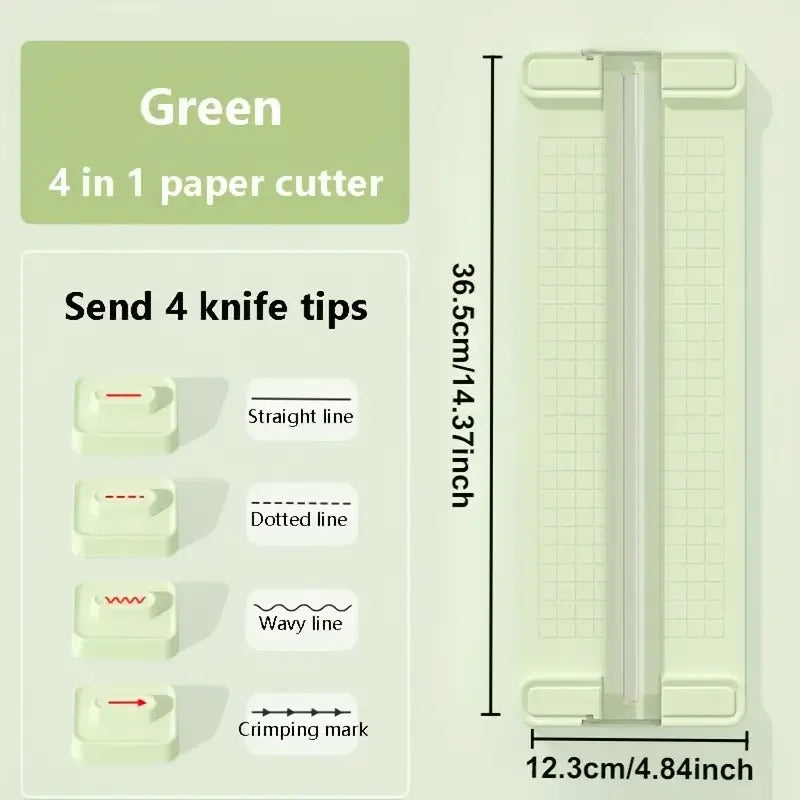 1pc Manual 4-in-1 Bidirectional Paper Cutter with 4 Blades -  Portable Office School Home Use, Precision Cutting Tool