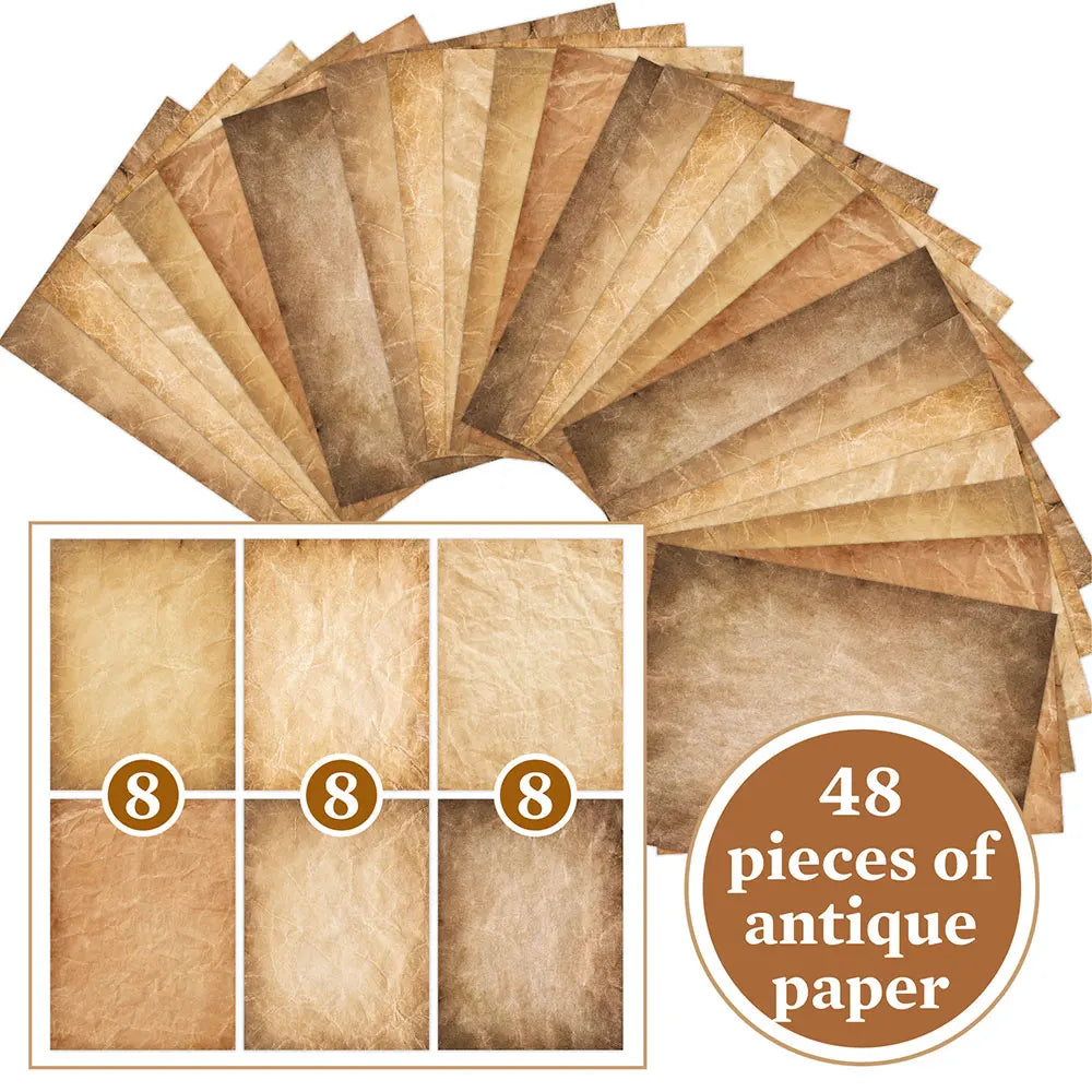For Fun 48 Sheets Vintage Scrapbook Material Paper DIY Junk Journal Collage Photo Album Retro Background Paper A4 Printing Paper