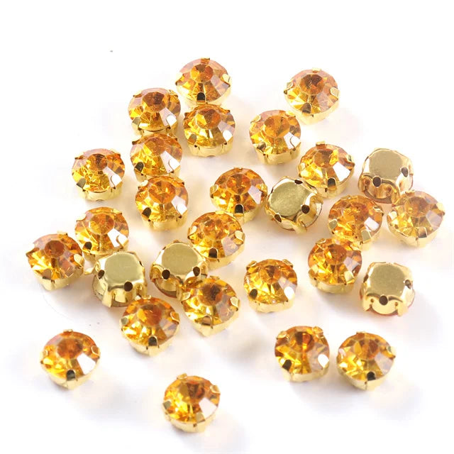 4mm-8mm Glitter Glass Sewing Rhinestones with Sliver Base Round Crystal Strass stones for diamond  Jewellery clothes diy
