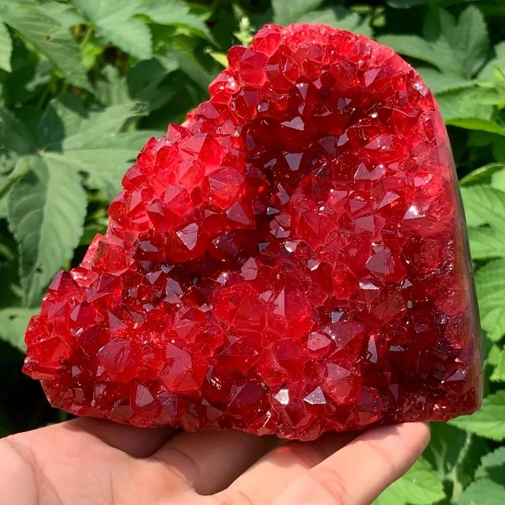 600 - 700g  Wine Red Geode Quartz Cluster Room Decor  Gemstone Geode Spiritual Halloween Decoration Aesthetic Room Decor