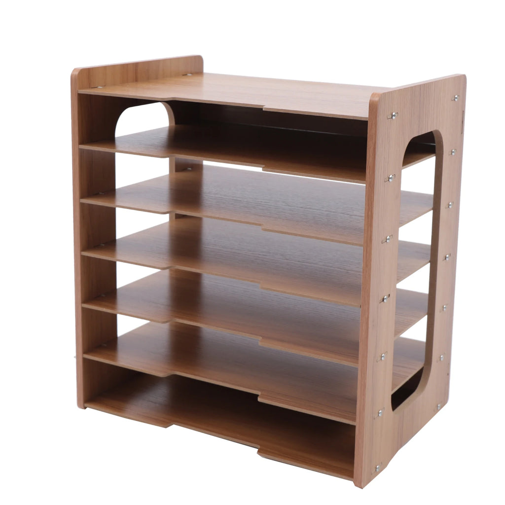 7Tier High-density Board Widen Wood Office Paper Organizer For Desk Desktop File Holder Desk Letter Tray & A4 Paper Sorter