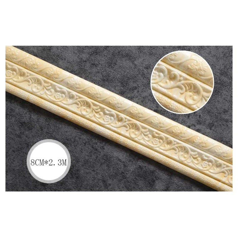 3D Self-adhesive Waist Line Wall Stickers 230cm DIY Background Wall Border Skirting Line Stickers Waterproof Strip Stickers