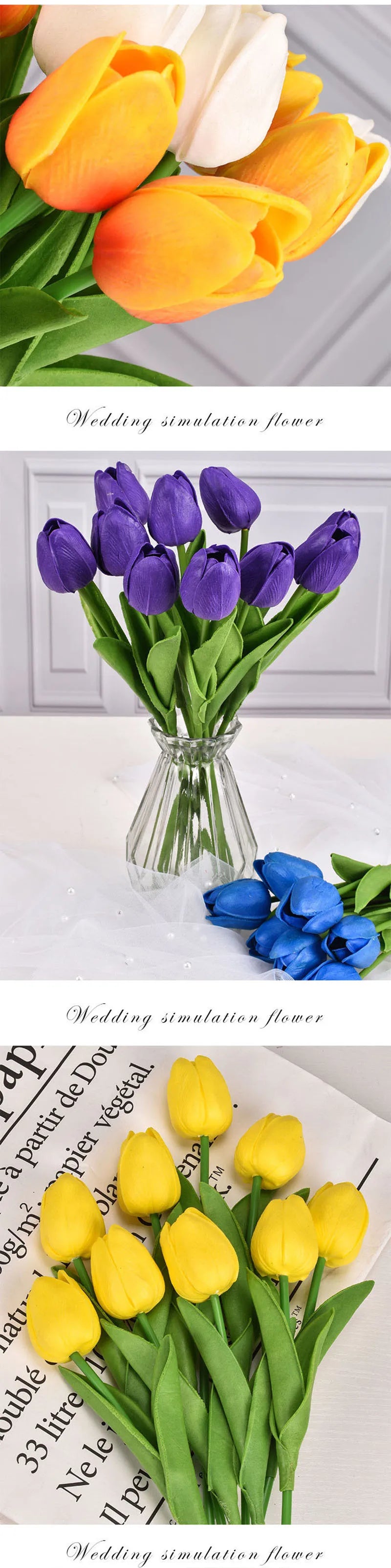 3/5/10/15/20pcs Tulips Artificial Flowers Real Touch Flower Bouquet Tulips Fake Flower for Wedding Home Decoration