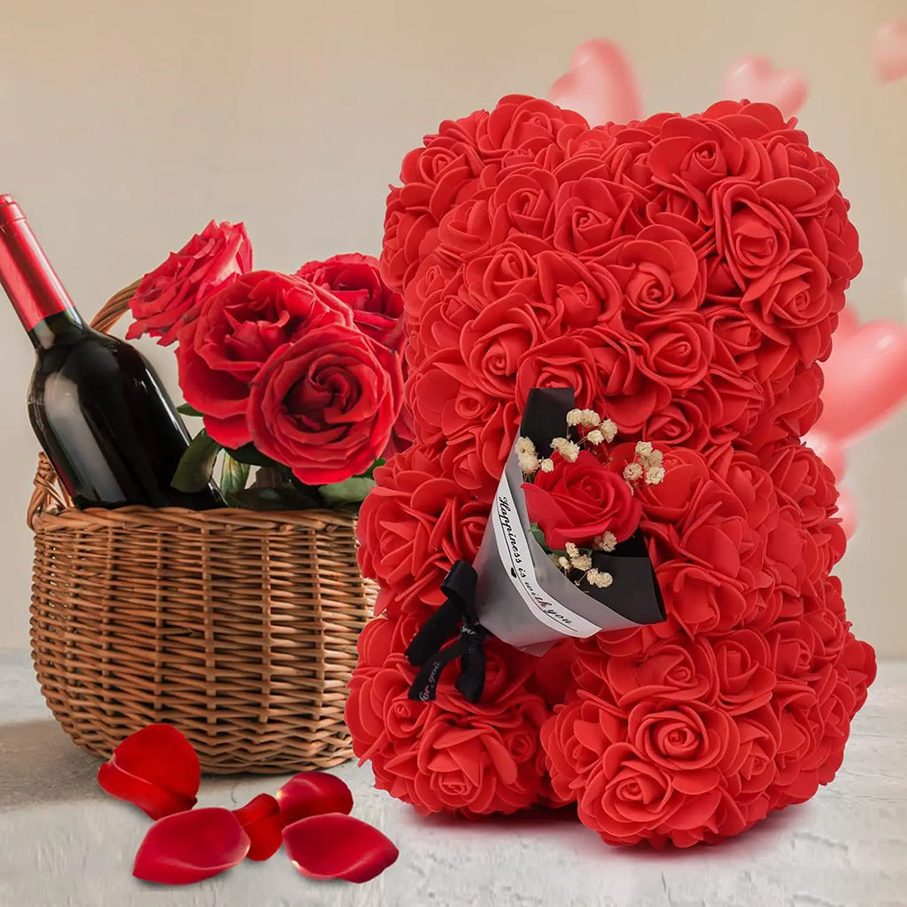 New Artificial Flower Eternal Rose Teddy Bear for Mom Mother's Day Birthday Valentine's Day Anniversary Gifts & Decorations