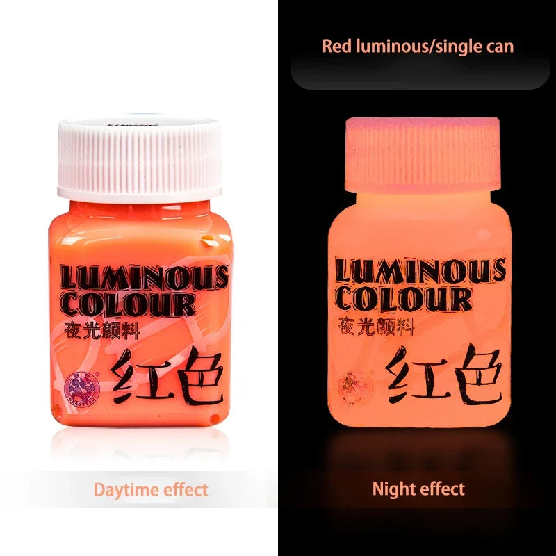 58ML Fluorescent Acrylic Pigment Luminous Pigment Glow in Dark Hand Painted DIY Festival Party Wall Light Absorbing Pigment