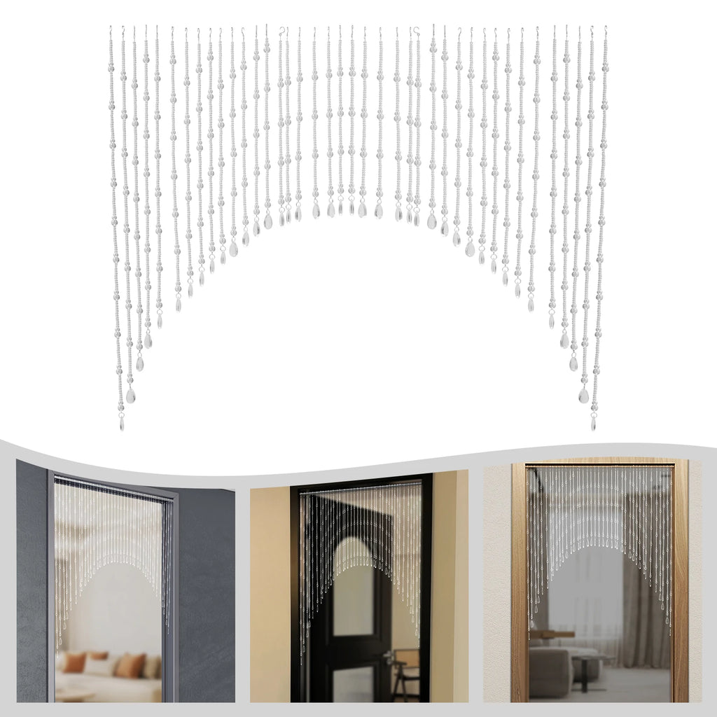 40 Strings Beaded Curtain Arched Crystal Curtain Hanging Door Beads Curtains for Entrances Doorways Bathroom