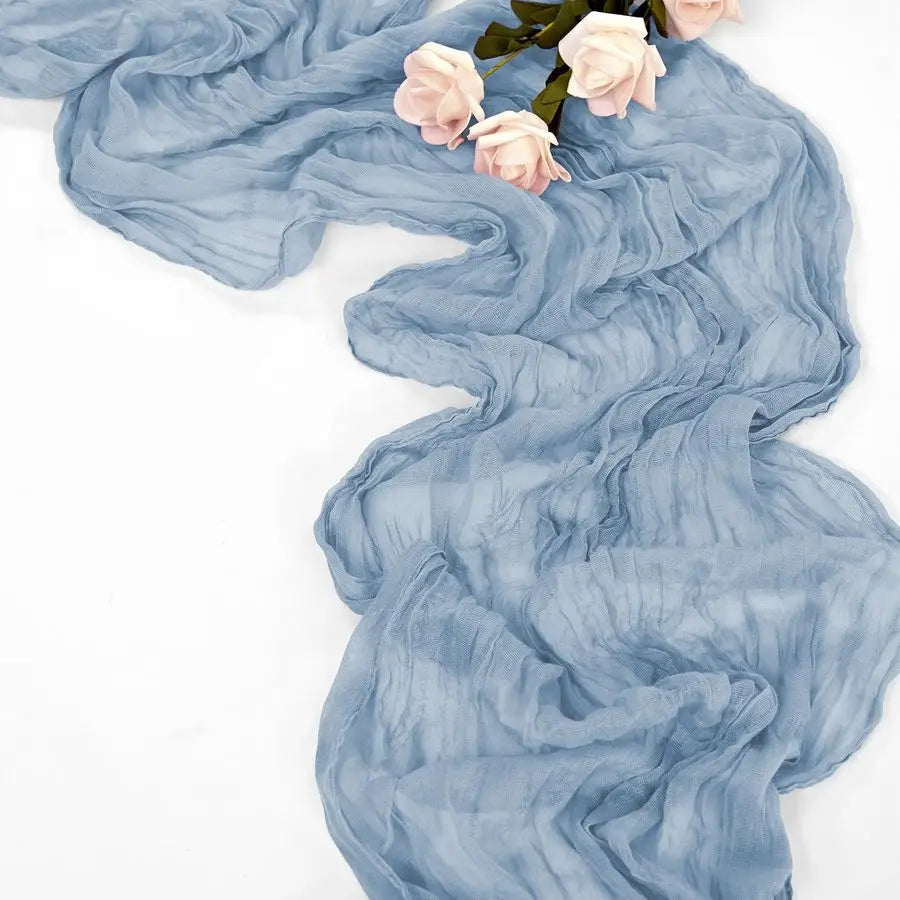 Pack Dusty Blue Table Runner 10Ft Cheesecloth Table Runner Boho Gauze Cheese Cloth Table Runners Romantic Long Sheer Fabric Tabl