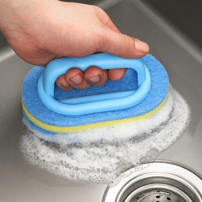 Sponge Cleaning Brush With Handle Bathtub Tile Scrub Brush Kitchen Bathroom Cleaning Sponge Brush Household Cleaning Supplies