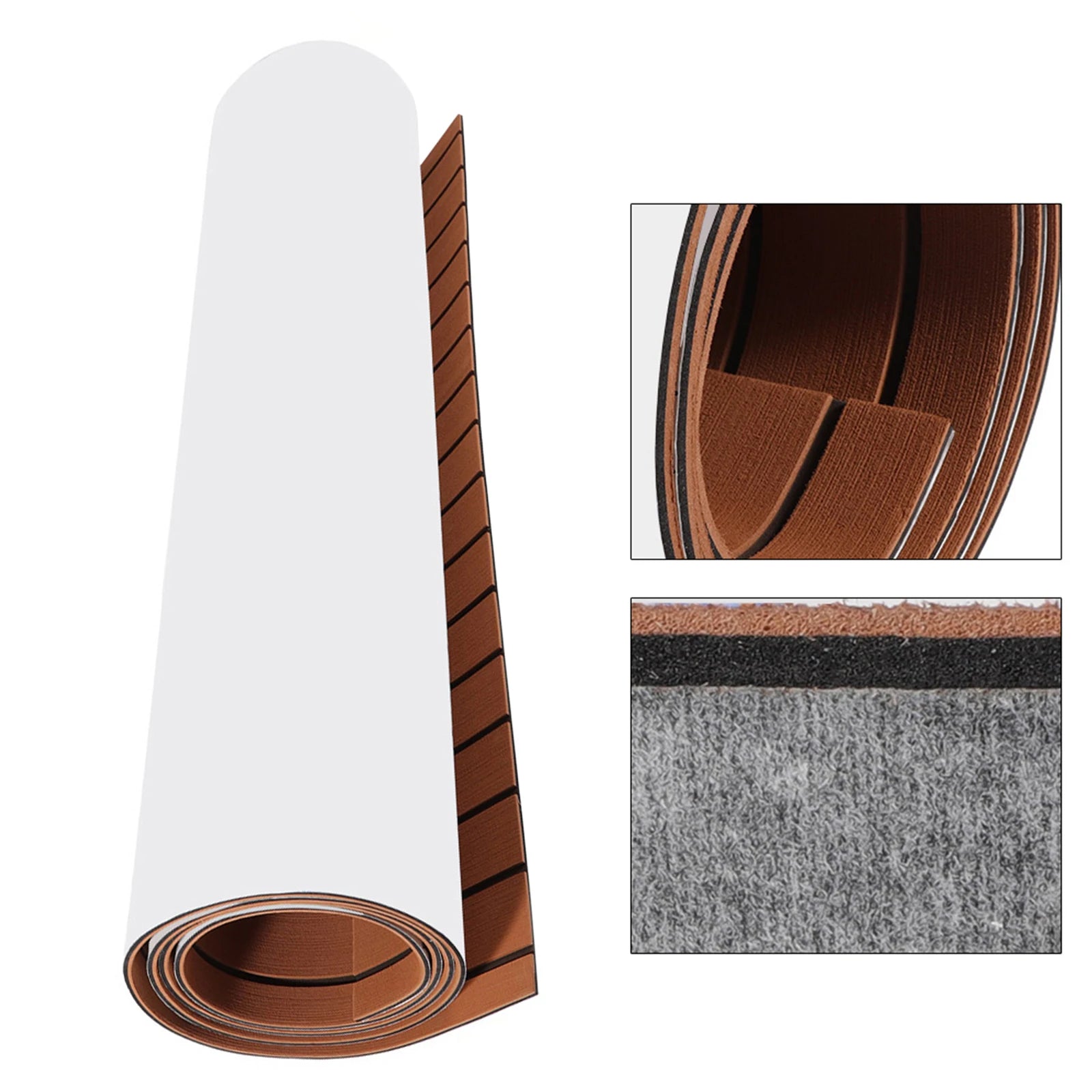 EVA Foam Teak Boat Decking Sheet Carpet Self-Adhesive Marine Yacht RV Boat Flooring Mats Decking Pad 94.5" x 35.4" Brown