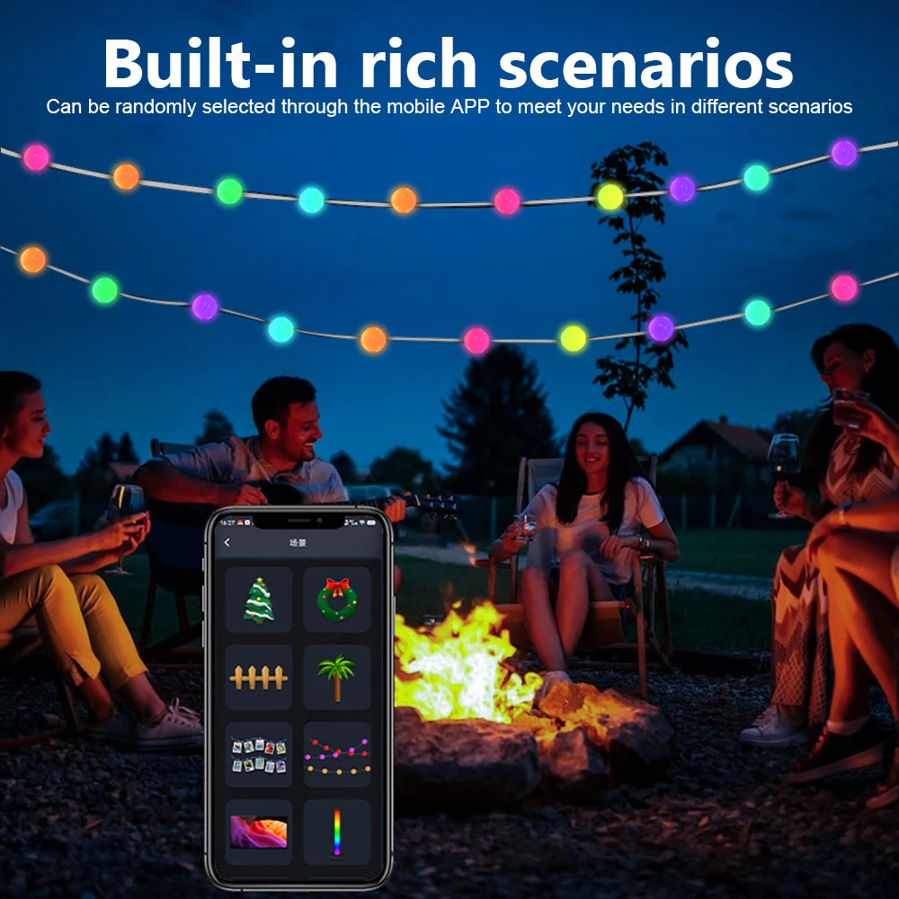 RGB Color Changing Globe String Lights 33ft Smart APP Control Fairy String Hanging Lights For Indoor Outdoor Party Christmas