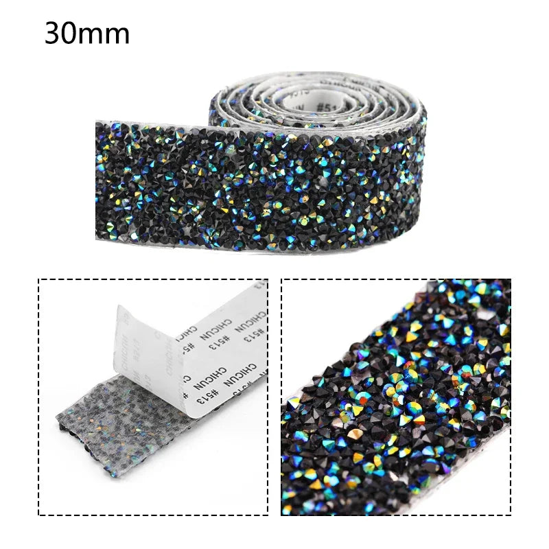 10mm-30mm Rhinestone Ribbons Self-Adhesive Trim Gift Handmade Rhinestone Stickers Applicator Ribbon With Rhinestones Appliques