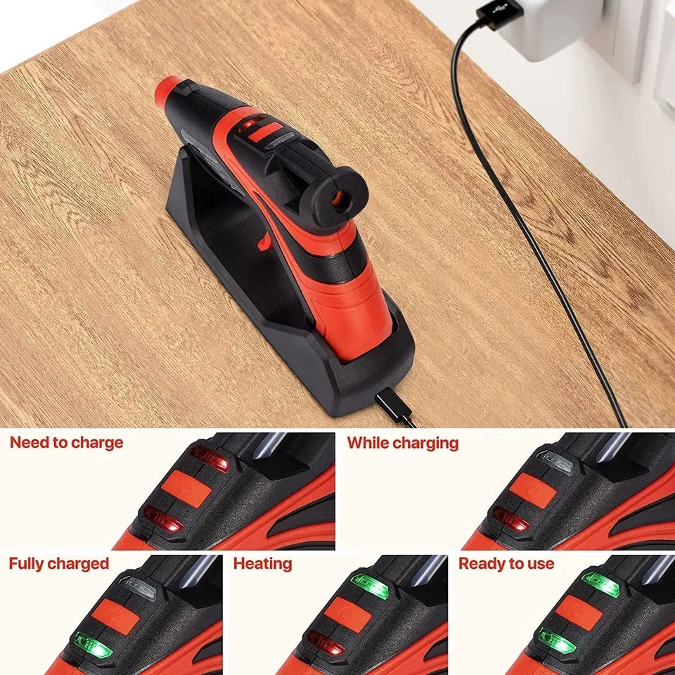Hot Melt Glue Gun Rechargeable Cordless Mini Fast Preheating Hot Glue Gun Kits For Crafting DIY Repair Tools With 30 Glue Sticks