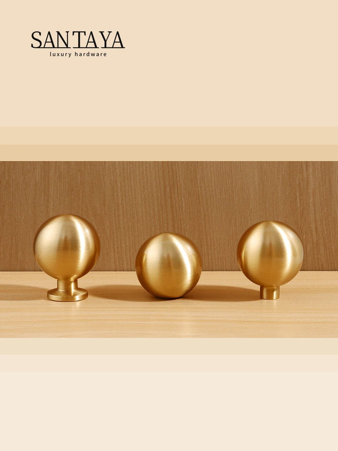 Santaya Brass Knob Round Furniture Handle Ball Modern Minimalist Gold Drawer Knob Wardrobe Pull Kitchen Handle Solid Single Hole
