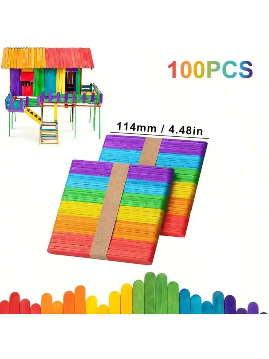 50/100/200 Pieces 11.4cm/4.5 inch Small Wooden Craft Sticks - Multi-purpose wooden sticks for DIY projects and waxing