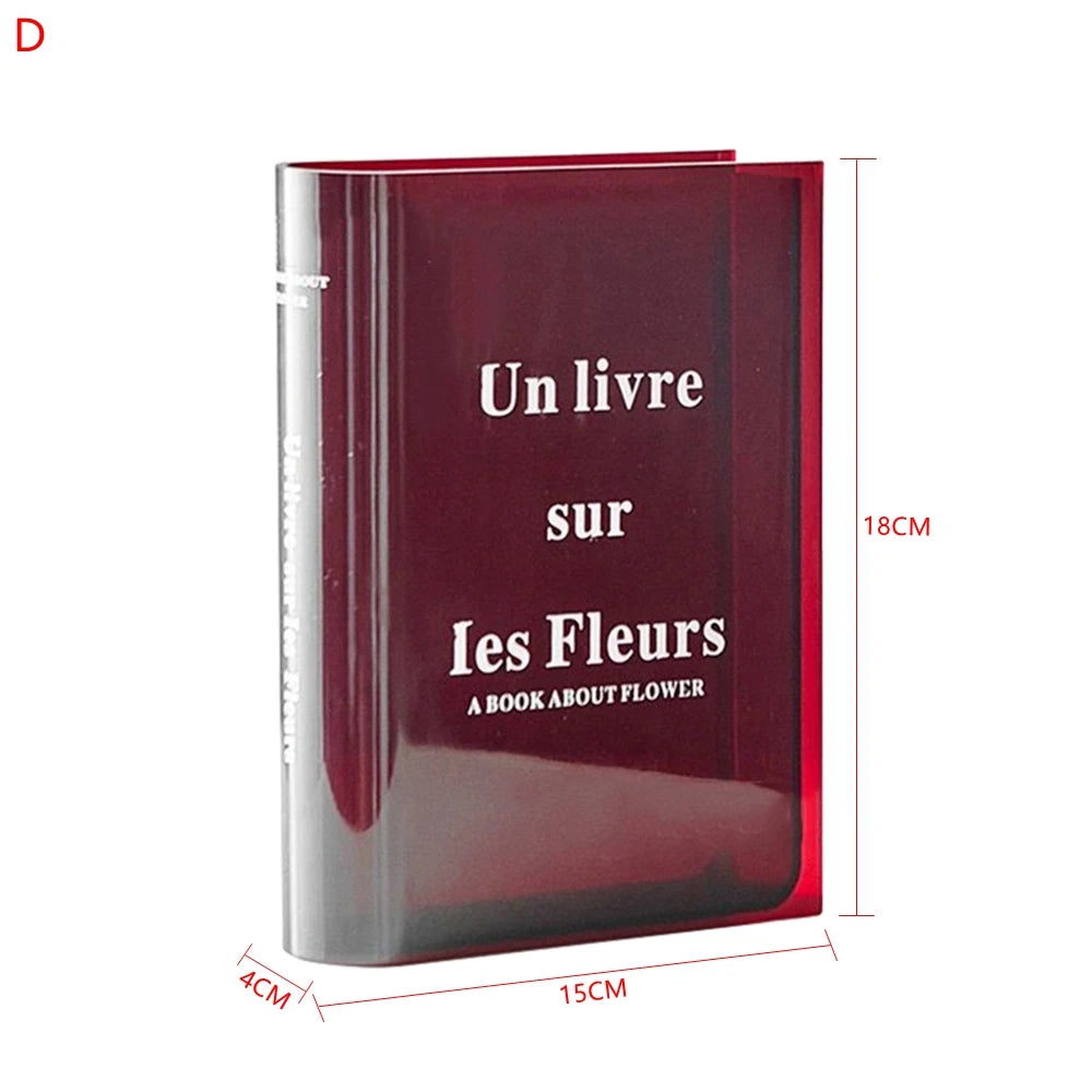 Acrylic Book Shaped Flower Arrangement Box,Book Vase,Nordic Style Acrylic Vase,Hydroponic Flowers,Desktop Decoration Ornament