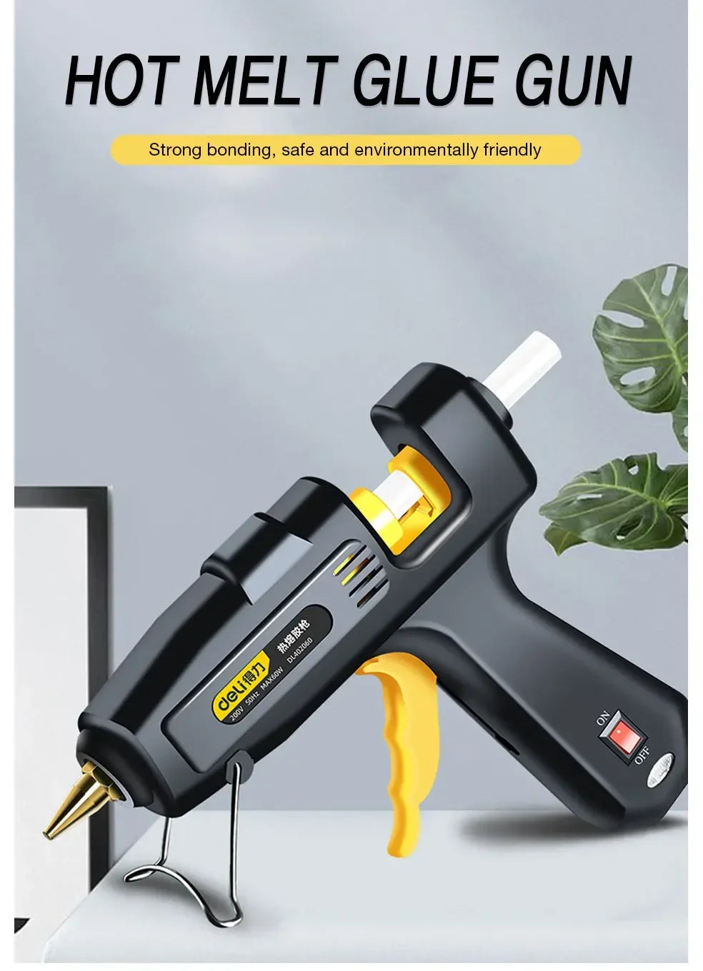 Deli 80W/100W Hot Melt Glue Gun Set With Glue Stick Industrial Glue Guns Thermo Electric Heat Temperature Repair Tool